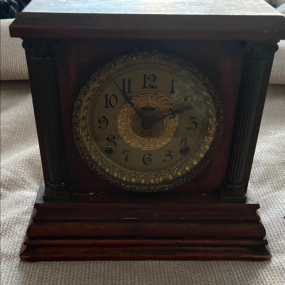 Vintage Style Brown and Gold Mantel Clock